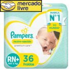 Fralda Pampers Premium Care Tamanho RN+ 36 unidades *Mercado Livre*
